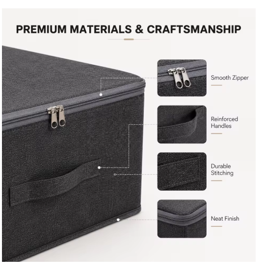 3-delige opvouwbare opbergboxset met deksel - materialen en afwerking