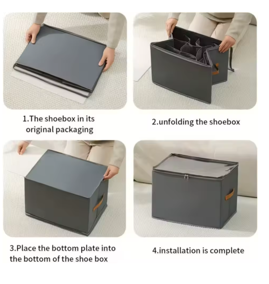 Opvouwbare schoenenopbergbox - installatie in vier stappen