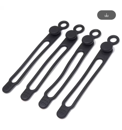 4-delige Herbruikbare Siliconen Kabelbinders - black