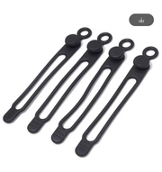 4-delige Herbruikbare Siliconen Kabelbinders - black