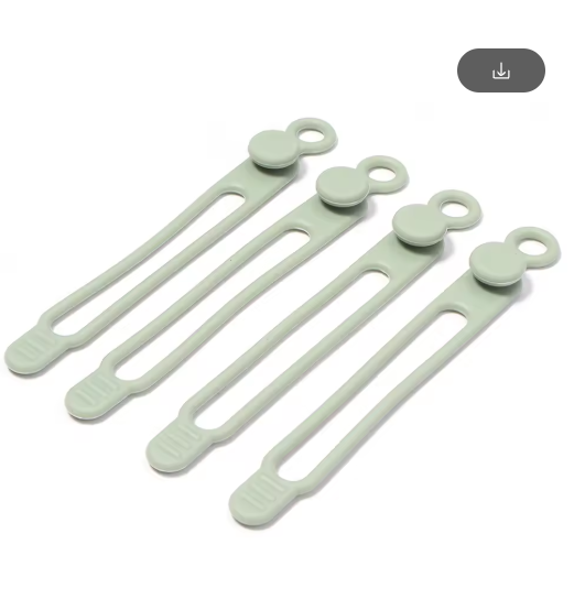 4-delige Herbruikbare Siliconen Kabelbinders - green