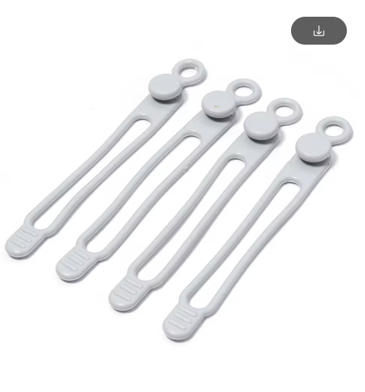 4-delige Herbruikbare Siliconen Kabelbinders - grey