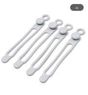 4-delige Herbruikbare Siliconen Kabelbinders - grey
