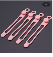 4-delige Herbruikbare Siliconen Kabelbinders - pink